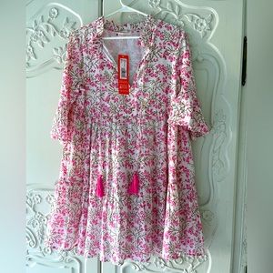 NWT - Jude Connally Maria Floral Pink Dress - L